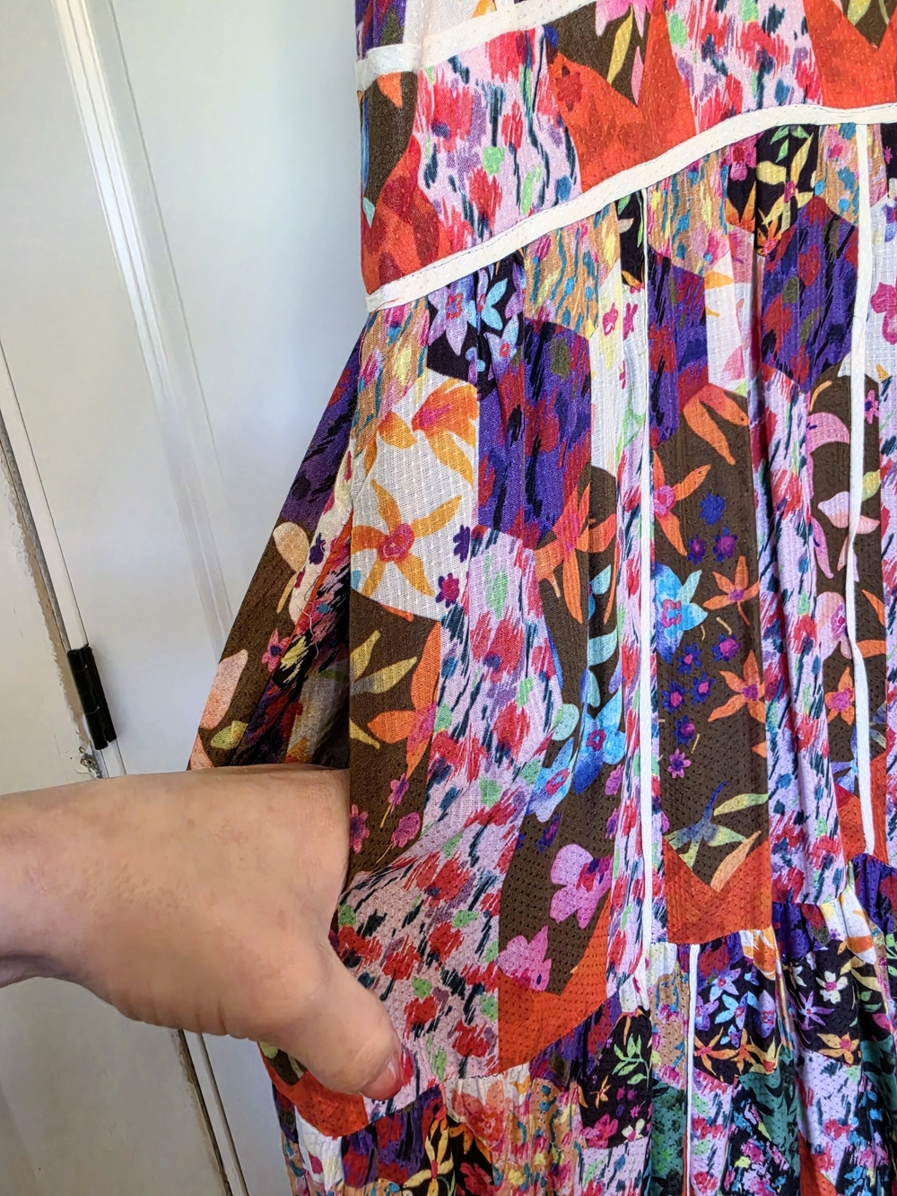 Anthropologie Multicolor Floral Patchwork Maxi Dress in Red - Picture 6 of 11